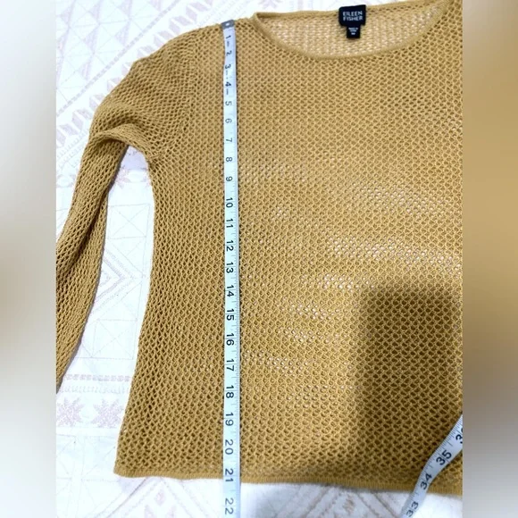 Eileen Fisher Gold Knit 100% Linen Layering Top Sweater S-M - Picture 8 of 10